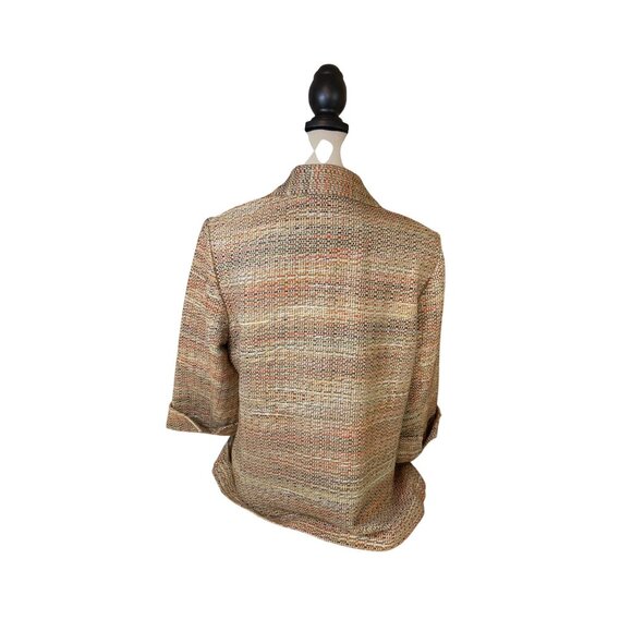 Coldwater Creek Tweed Blazer 14 Beige/Orange Open Front Textured Business Chic - Picture 3 of 11